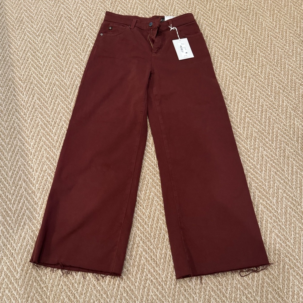 AG Adriano Goldschmied Maroon Wide Leg Jeans